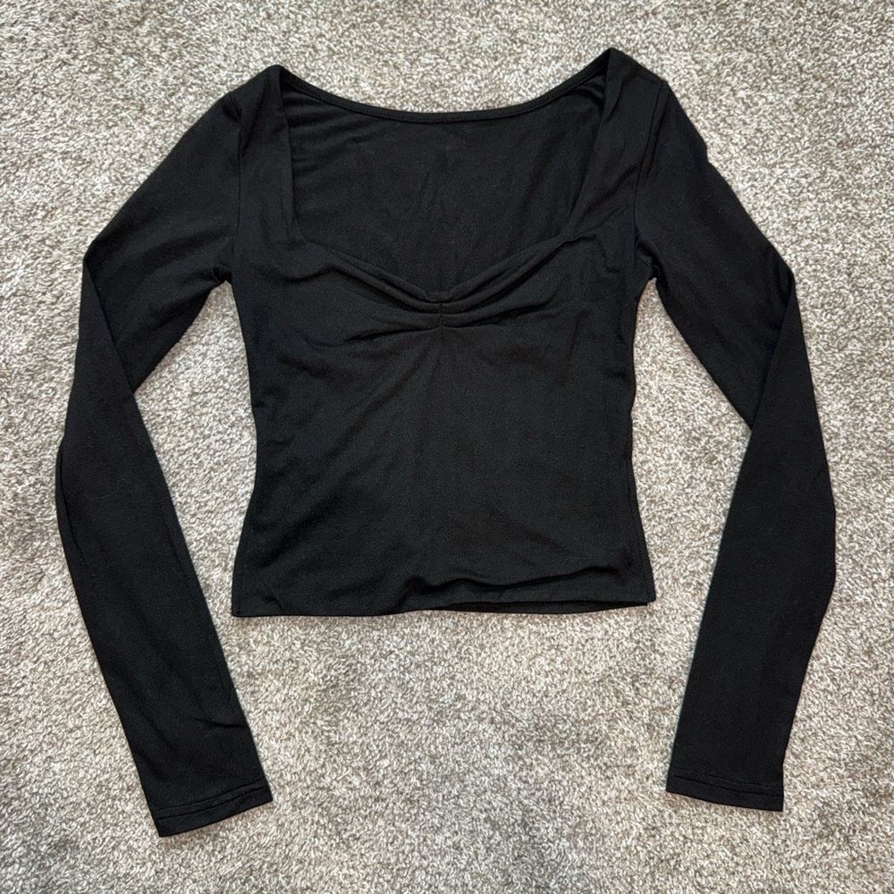 Shein Black Ruched Long Sleeve